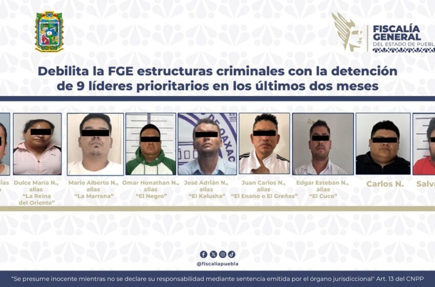  Debilita la FGE estructuras criminales con la detención de 9 líderes prioritarios en los últimos dos meses