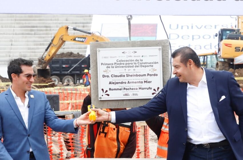  En Puebla se hacen las cosas bien, reconoce Rommel Pacheco, al arrancar construcción de Universidad del Deporte