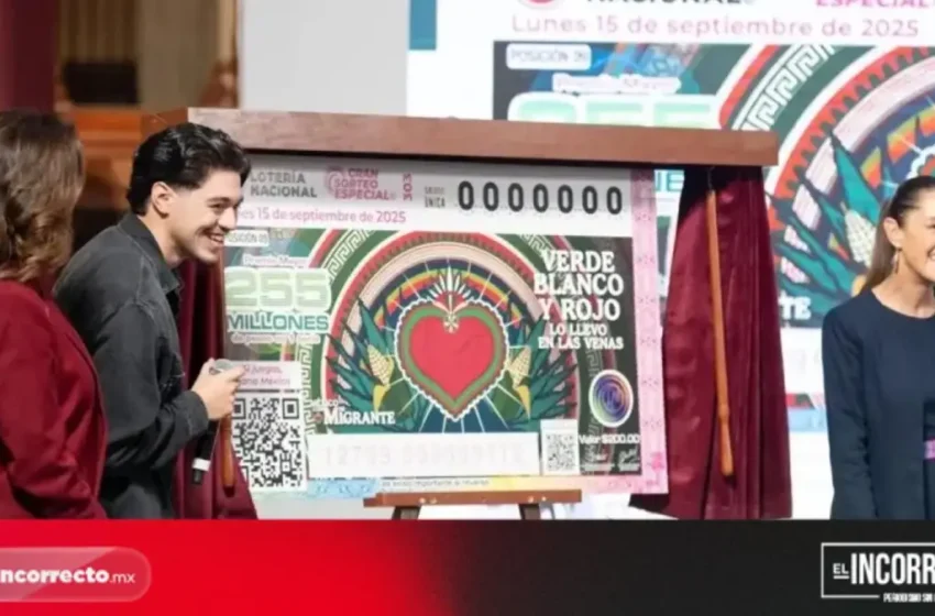  Junto a Sheinbaum, Olivia Salomón presenta billete de Lotería para el sorteo del 15 de Septiembre; está dedicado a migrantes 