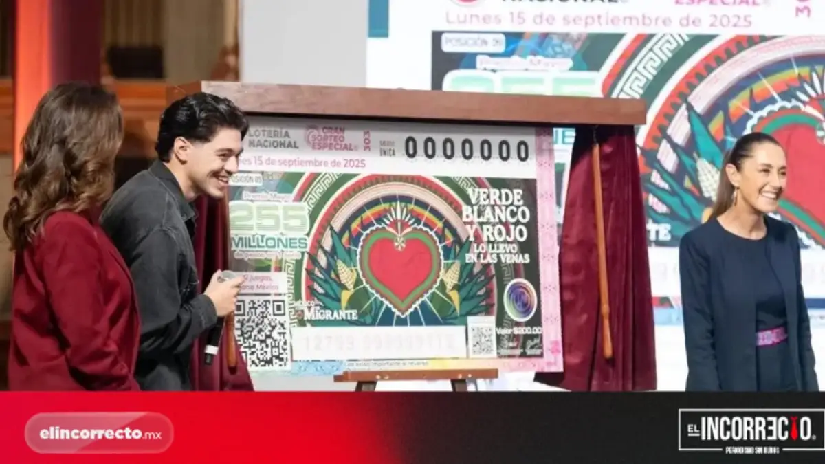 Junto a Sheinbaum, Olivia Salomón presenta billete de Lotería para el sorteo del 15 de Septiembre; está dedicado a migrantes