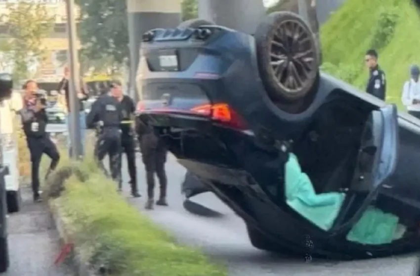  Automóvil cae de la lateral de la cartera a la federal a Tlaxcala, el conductor resultó herido