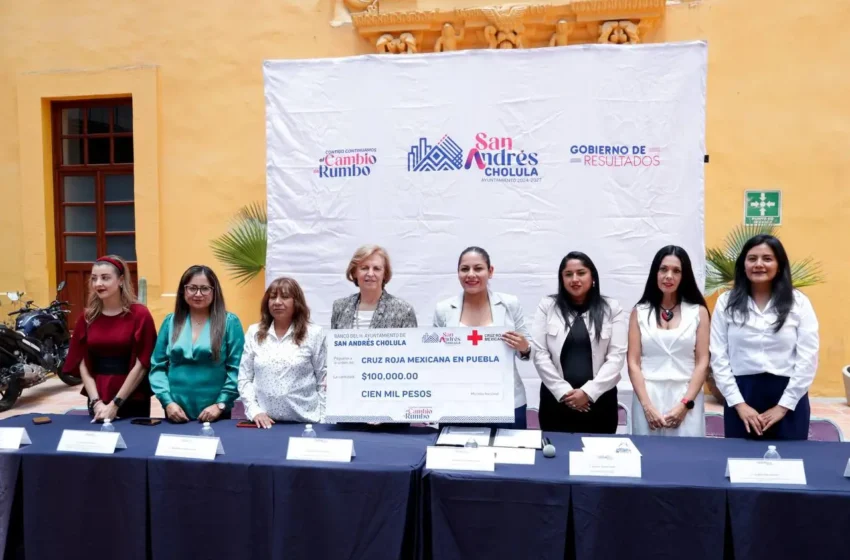  Gobierno de San Andrés Cholula se une a la Cruz Roja con donativo y carrera con causa