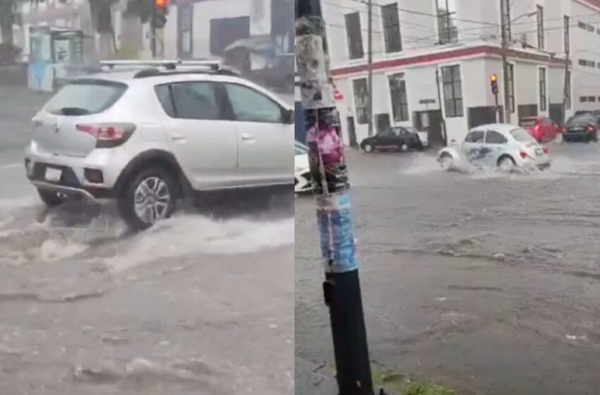  Lluvias desatan caos en Puebla: calles como ríos y tráfico paralizado en el Centro, Analco y La Paz
