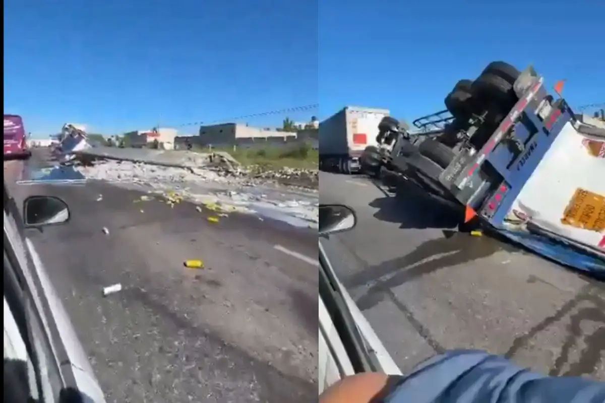 tráiler de cerveza en la Puebla-Veracruz
