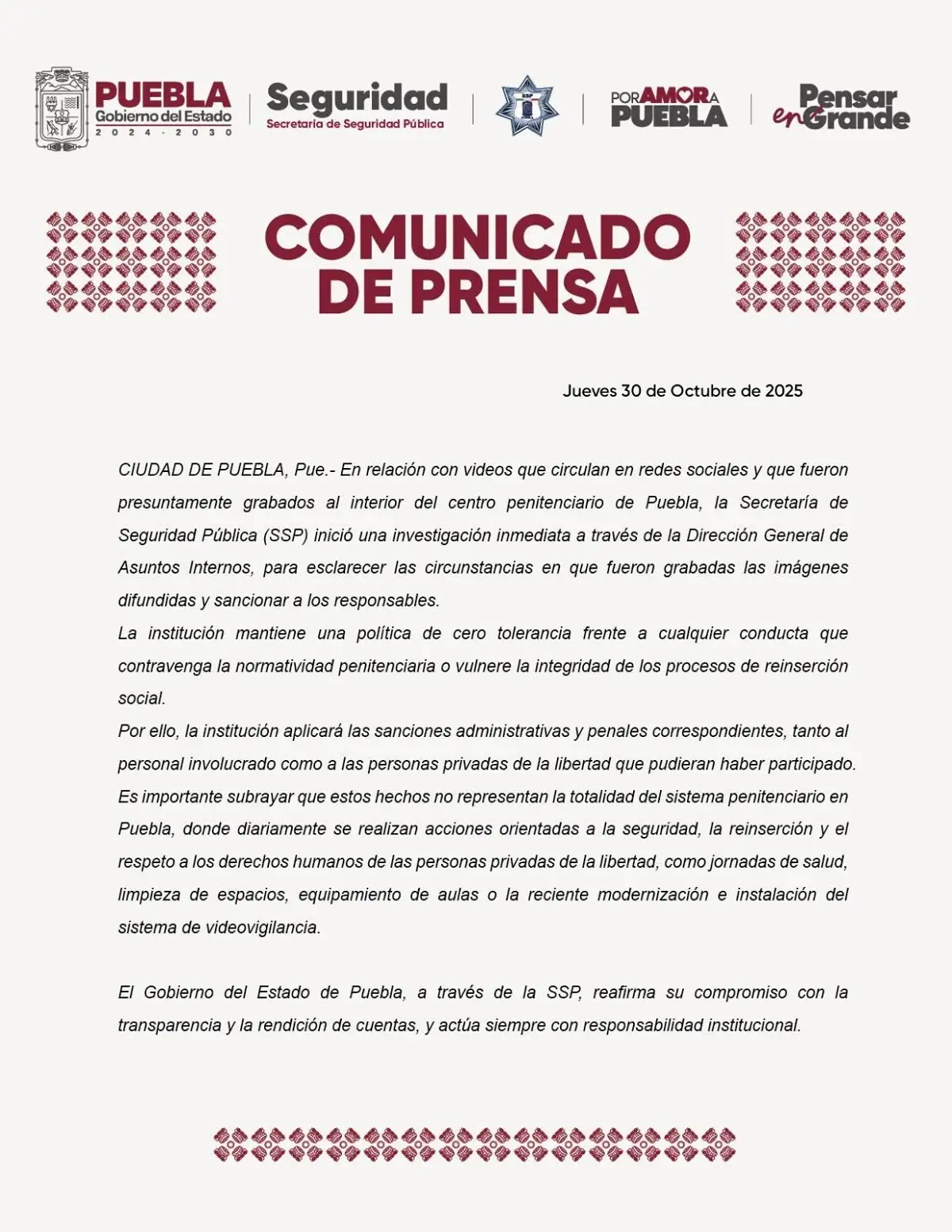 Reos organizan fiesta dentro del Penal de San Miguel; Asuntos internos ya investiga: SSP