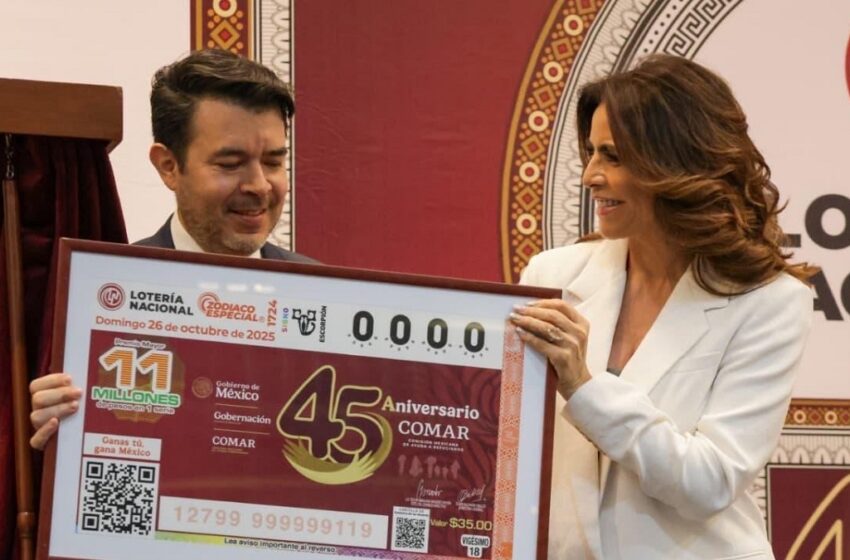  Develan billete de Lotería Nacional por los 45 años de la Comisión Mexicana de Ayuda a Refugiados