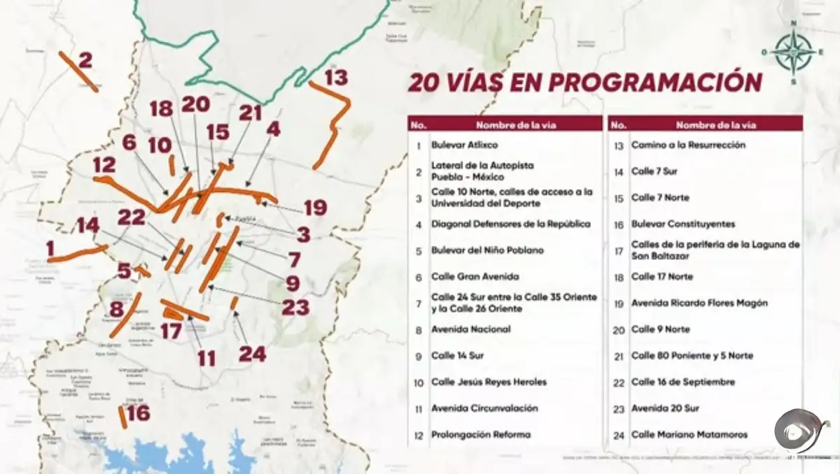 Anuncia Armenta la rehabilitación de 24 vialidades en Puebla  