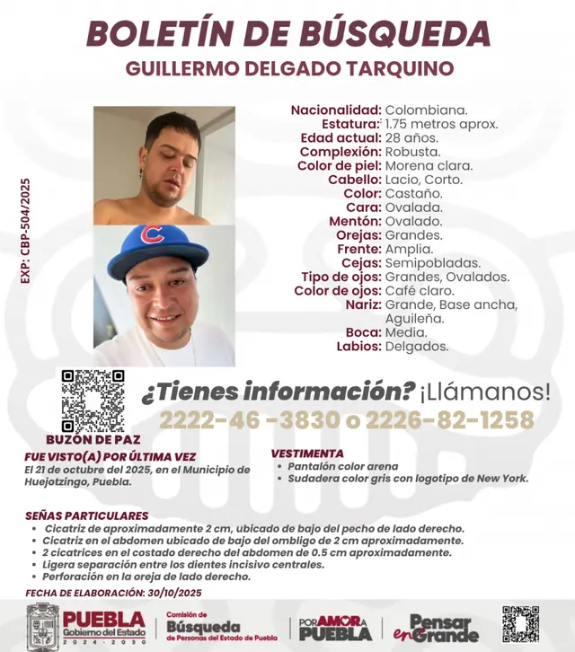 Buscan a dos jóvenes colombianos desaparecidos en Puebla