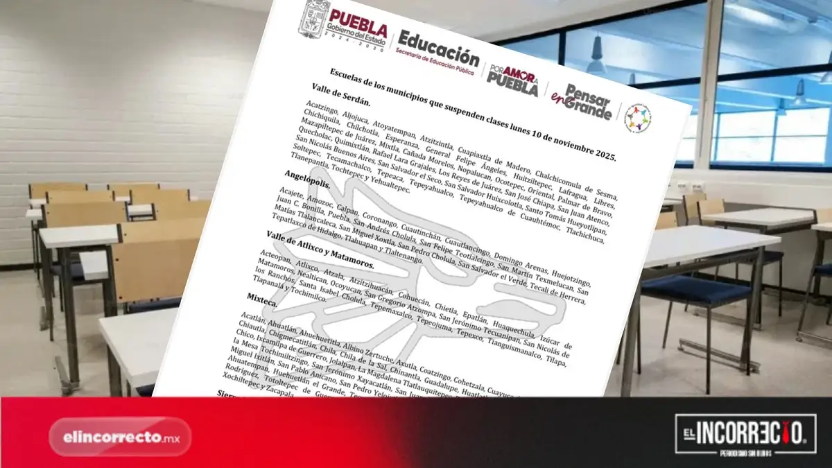 En estos municipios de Puebla no habrá clases el 10 de noviembre