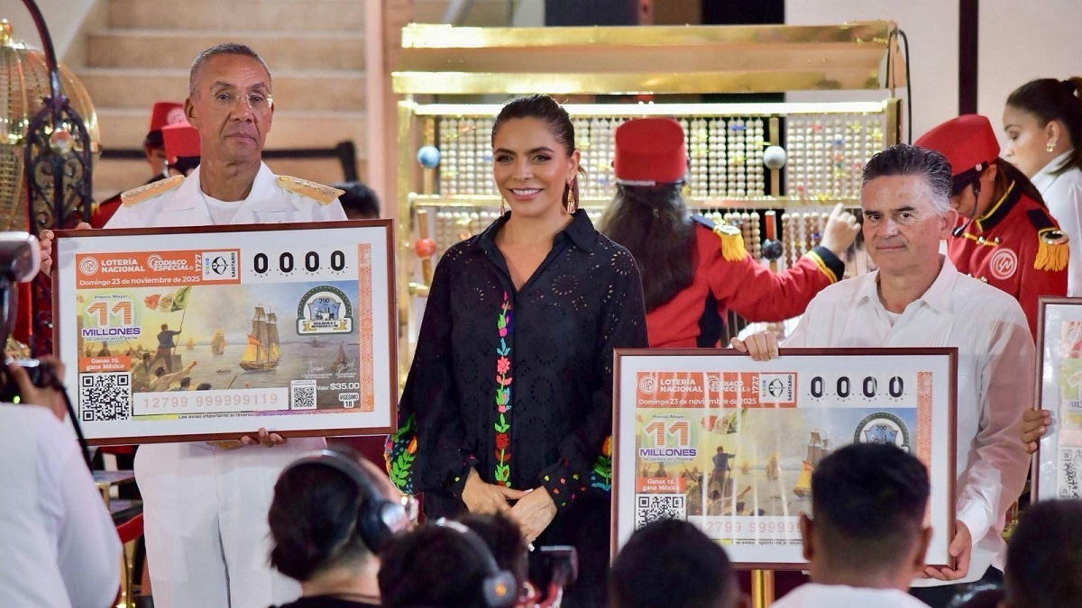 Lotería Nacional realiza sorteo en territorio veracruzano para honrar 200 años de la Consolidación de la Independencia en el mar
