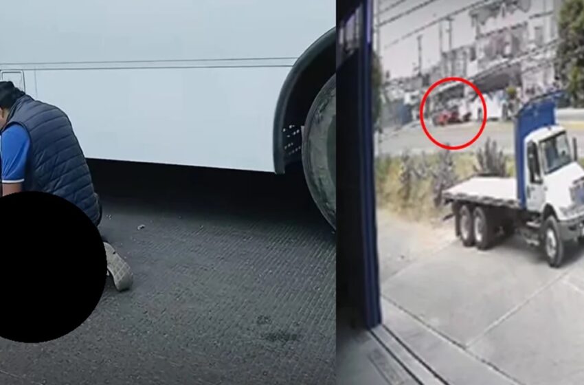  Abuelito cae de una camioneta y muere atropellado por un camión en Amozoc