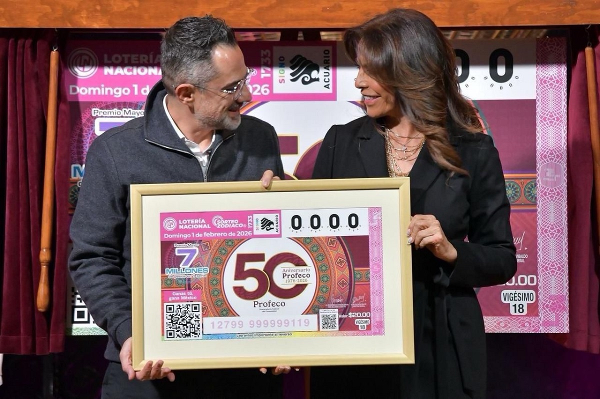 Con billete conmemorativo, Lotería Nacional destaca cinco décadas del trabajo de la Profeco