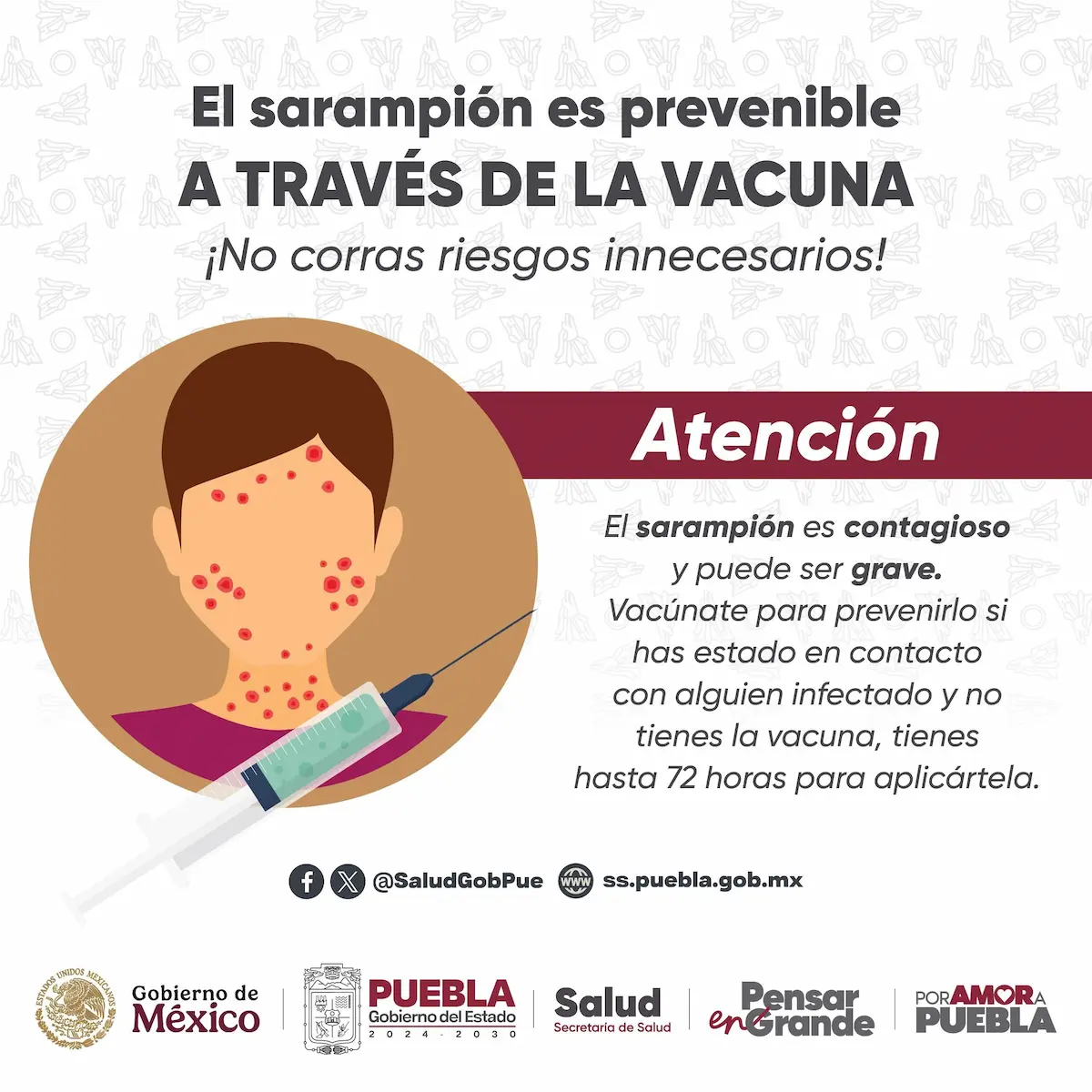 Salud confirma primer caso de sarampión en Puebla