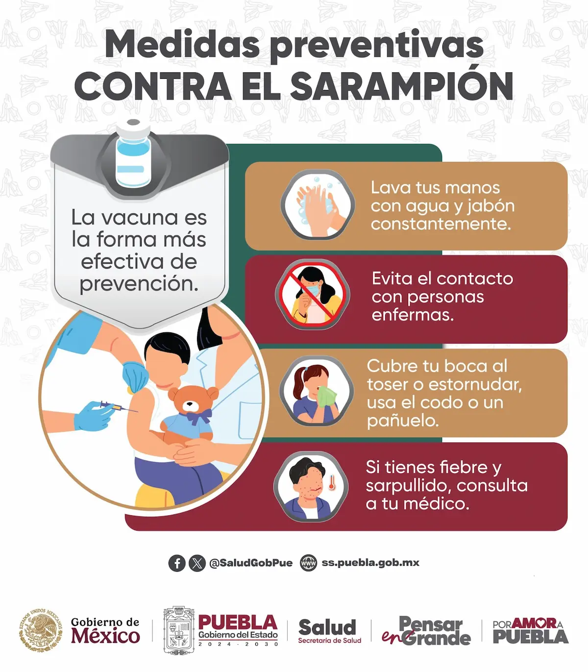 Salud confirma primer caso de sarampión en Puebla