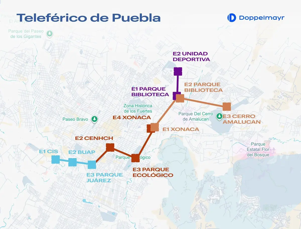Difunde Doppelmayr líneas del cablebús de Puebla