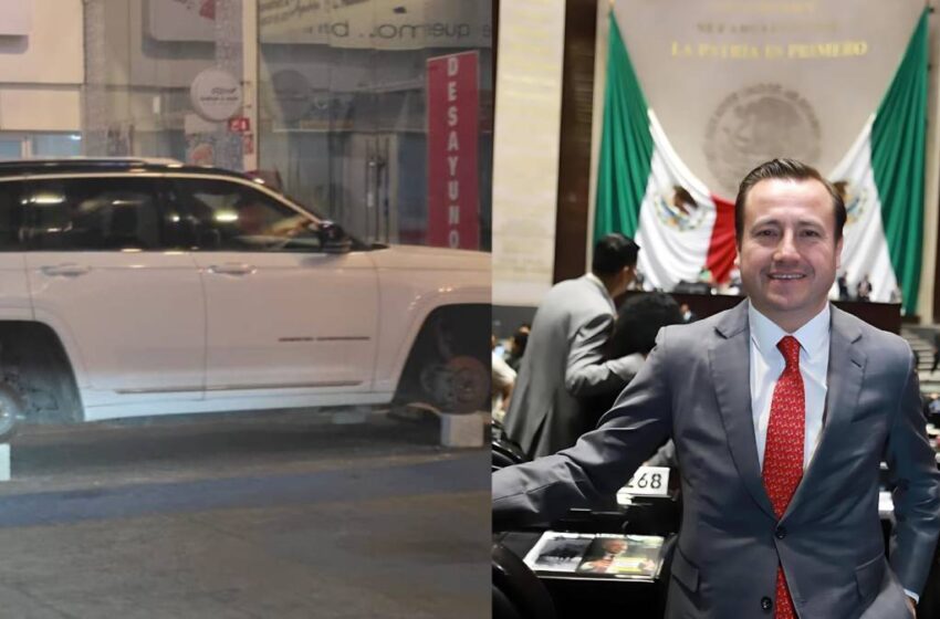  Desvalijan camioneta en Plaza Ventura; trasciende que sería del diputado de Morena Nacho Mier Jr