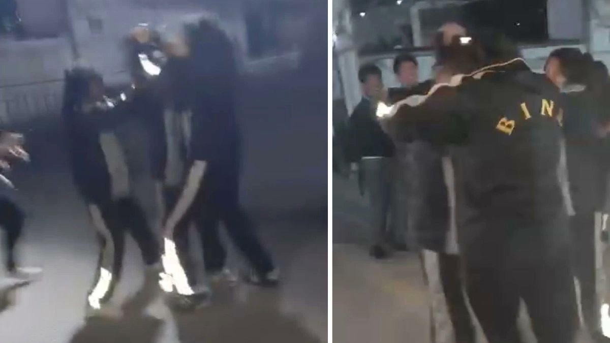 Un grupo de estudiantes del nivel secundaria del Benemérito Instituto Normal del Estado (BINE) en Puebla fueron captadas peleándose a puño cerrado