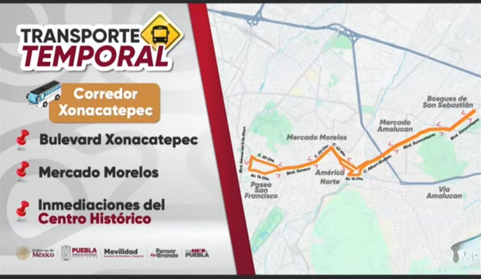 Gobierno de Puebla implementará transporte temporal en estas rutas