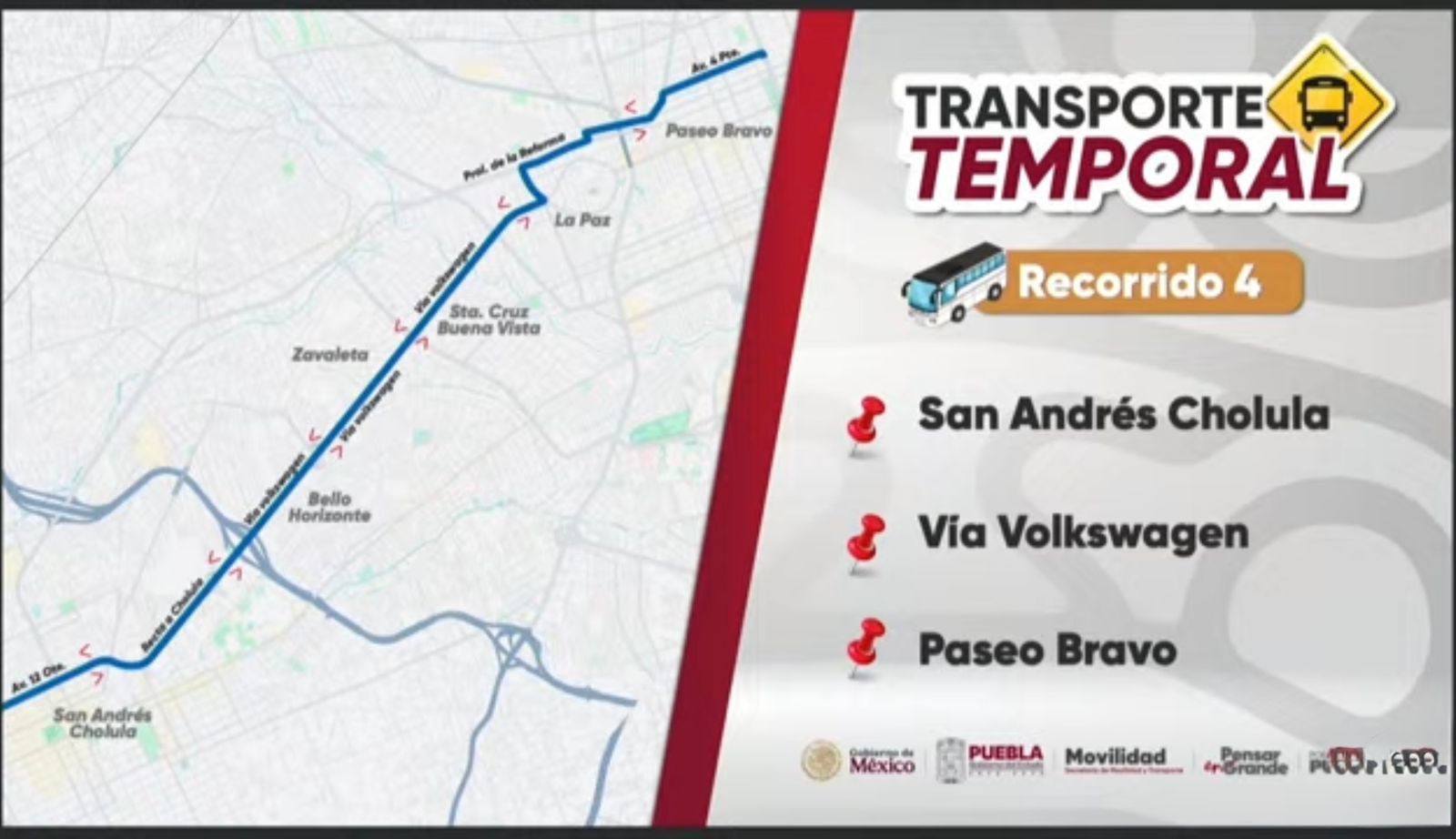 Gobierno de Puebla implementará transporte temporal en estas rutas