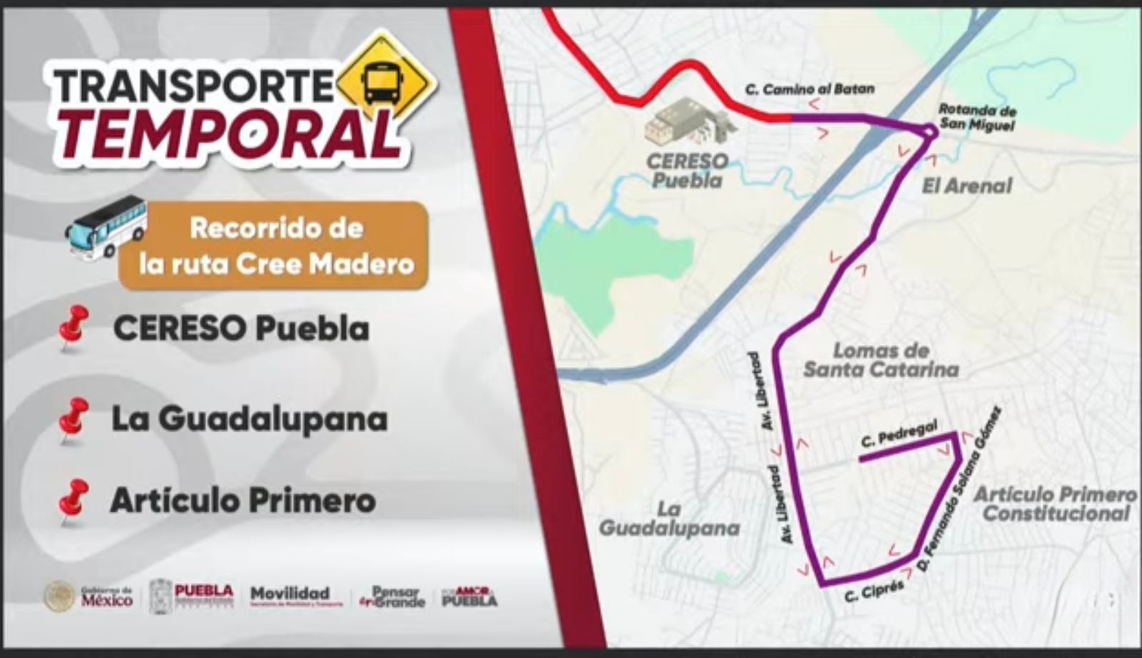Gobierno de Puebla implementará transporte temporal en estas rutas