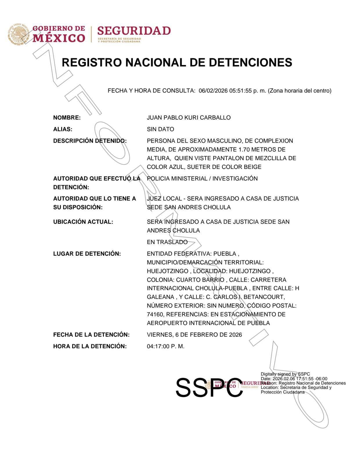 Detienen a Juan Pablo Kuri, ex dirigente del Verde Ecologista en Puebla