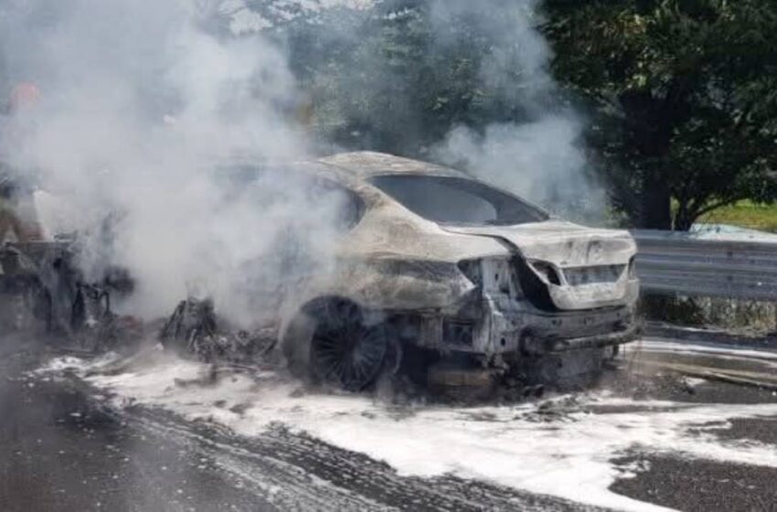  Ejecutan a ganadero y lo calcinan en su BMW en Puebla; llegó de Tlaxcala a recoger el dinero de una venta