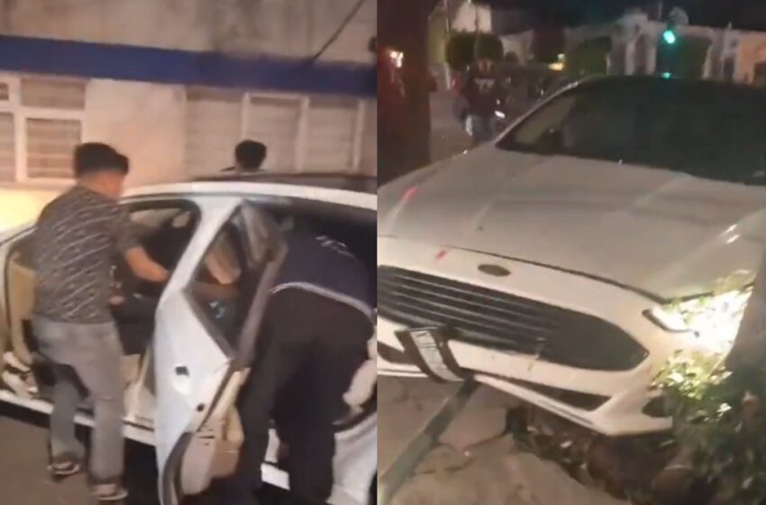  VIDEO Jóvenes ebrios provocan choque en la 23 Sur y huyen dejando el auto abandonado