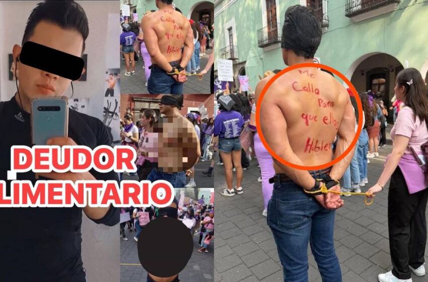 Marcha del 8M en Tlaxcala termina en confrontación pública: mujer señala a joven como deudor alimentario frente al contingente