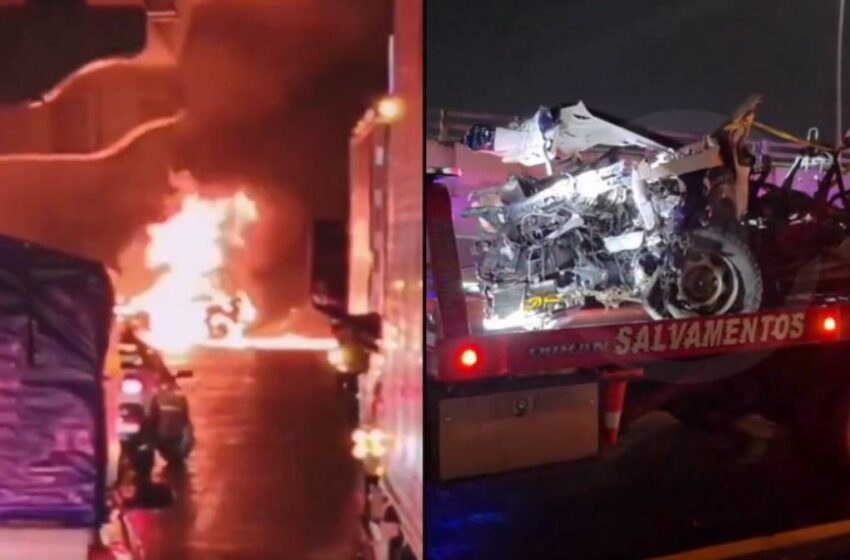  Policía Estatal muere calcinado tras choque en autopista México–Puebla; caos vial kilométrico