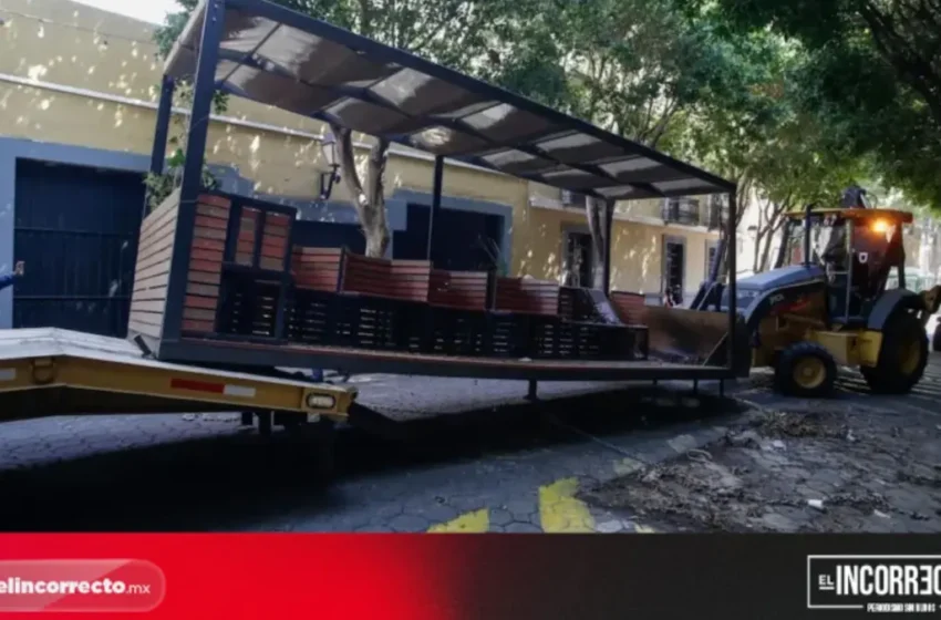  Retira Ayuntamiento de Puebla seis parklets por mal uso en el Centro Histórico