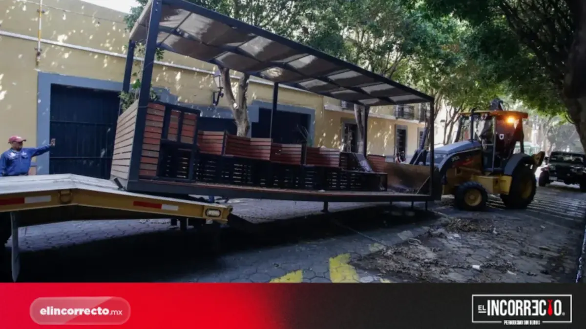 Retira Ayuntamiento de Puebla seis parklets por mal uso en el Centro Histórico
