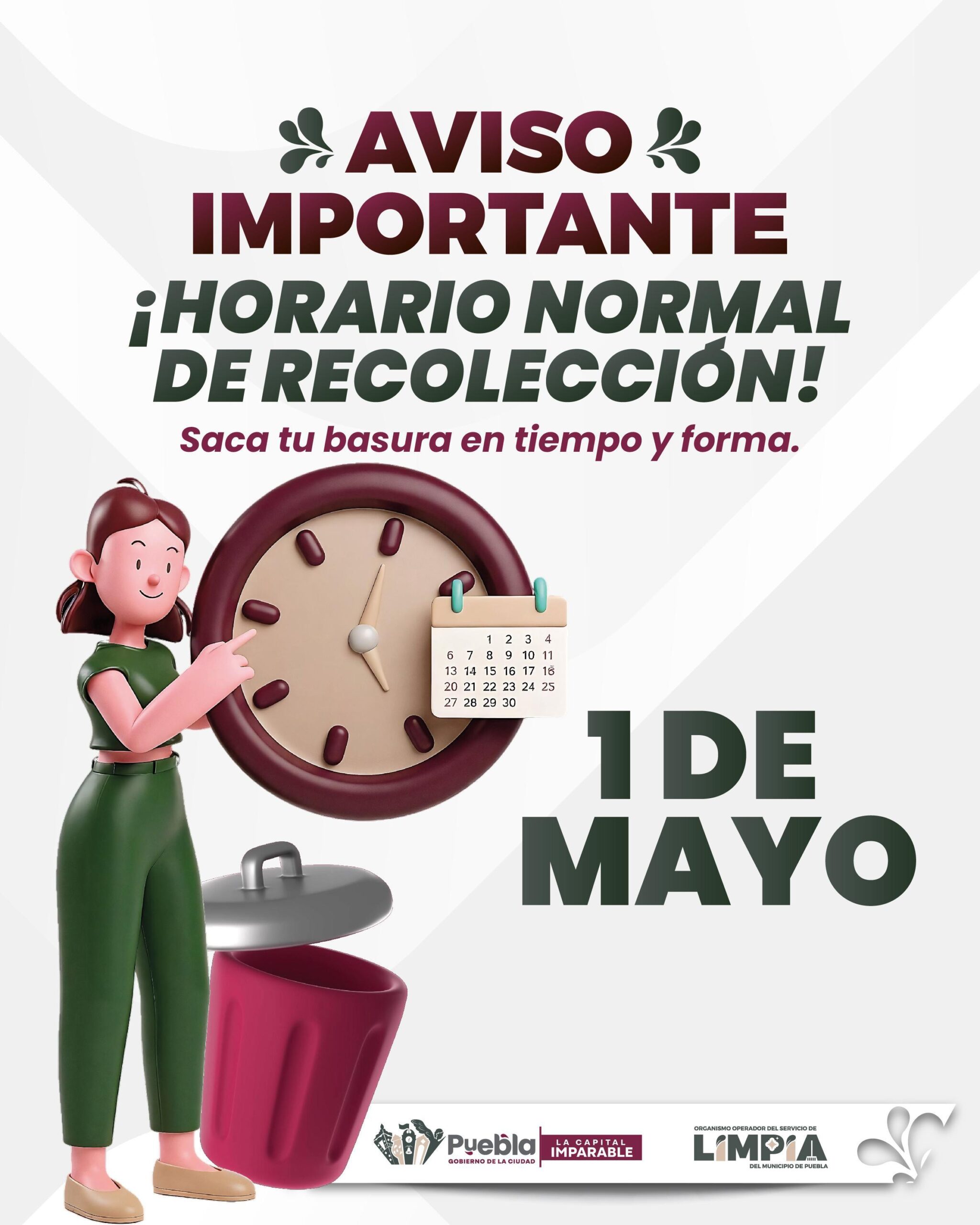 Recolección de basura operará con normalidad este 1 de mayo