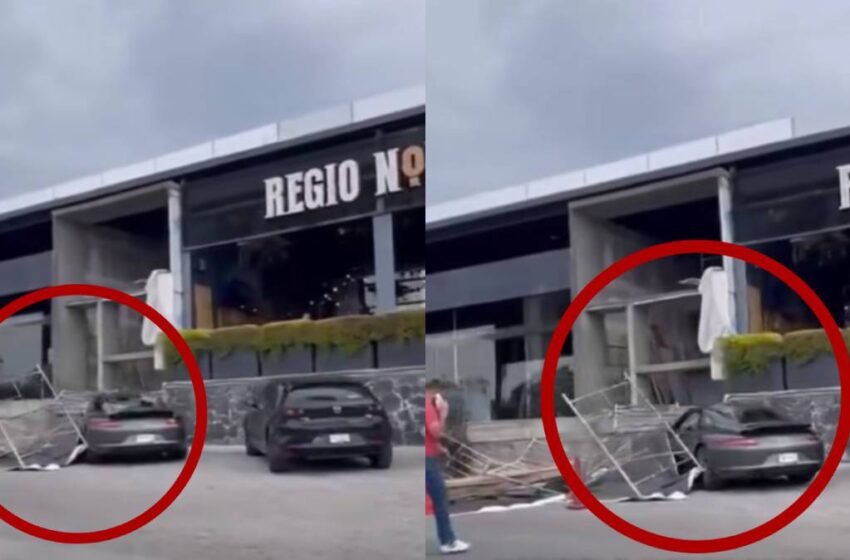  Andamio desplomado en Plaza Etérea aplasta Porsche frente a La Vista Country Club