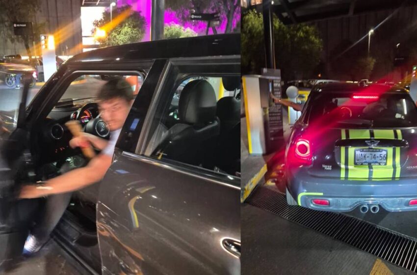  Conductor agrede con bate a automovilistas en acceso a Parque Puebla; captan momento y alertan por violencia vial