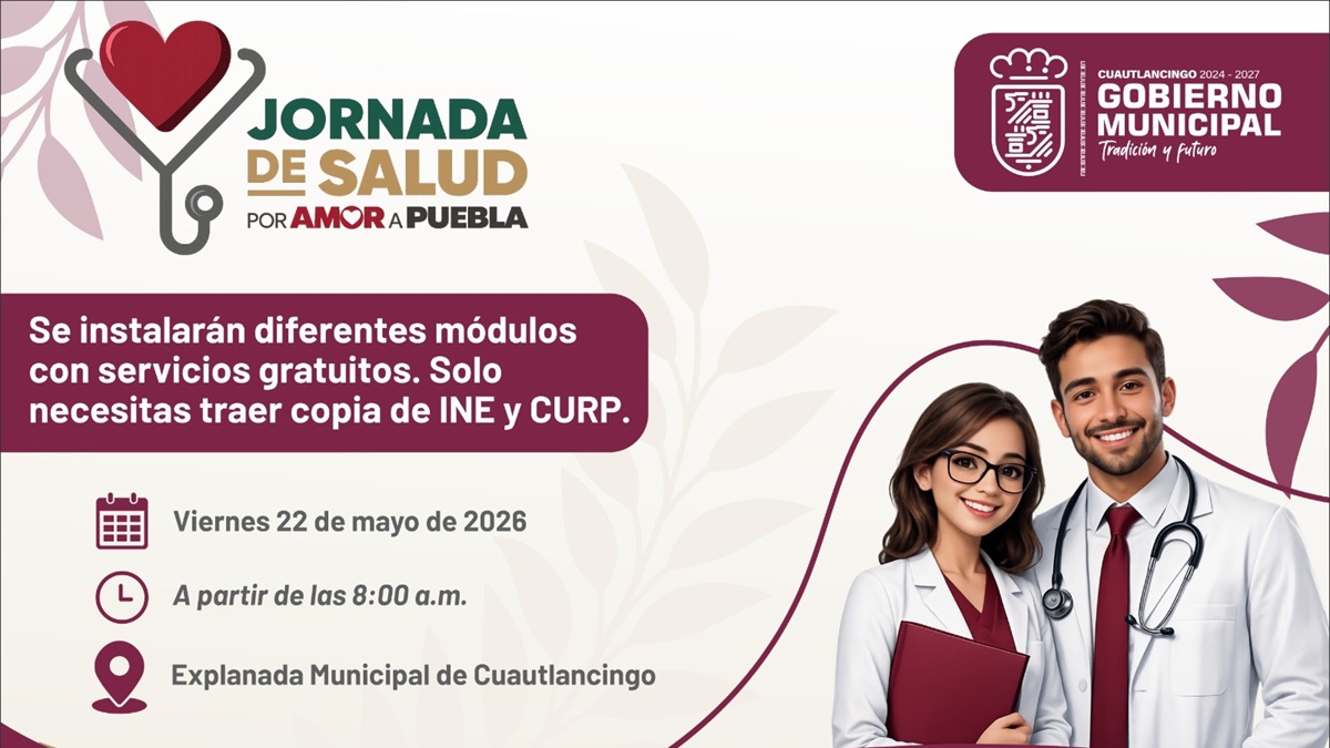 Cuautlancingo será sede de la Mega Jornada de Salud “Por Amor a Puebla”