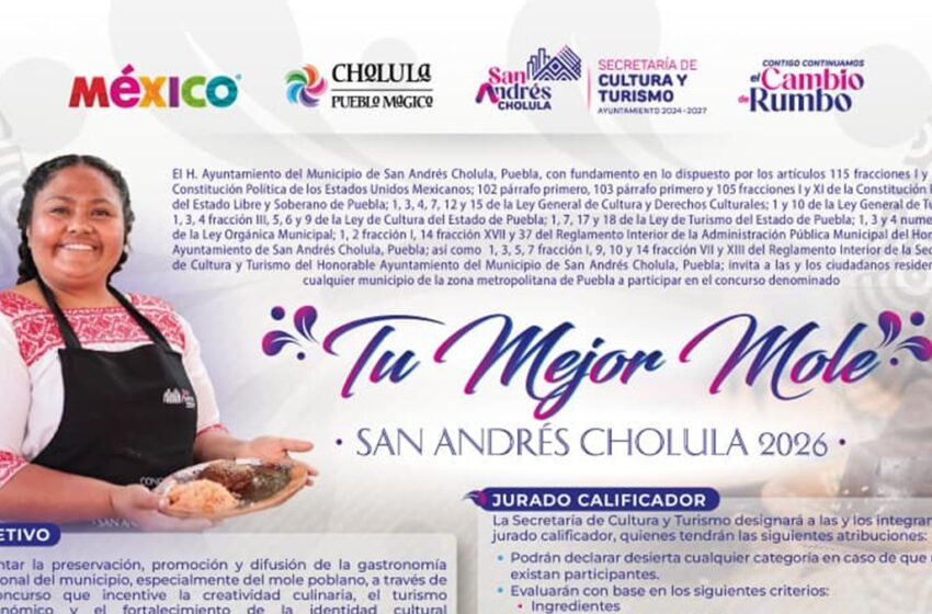  Tradición, sabor y premios: Ayuntamiento de San Andrés Cholula invita a participar en el concurso “Tu Mejor Mole»