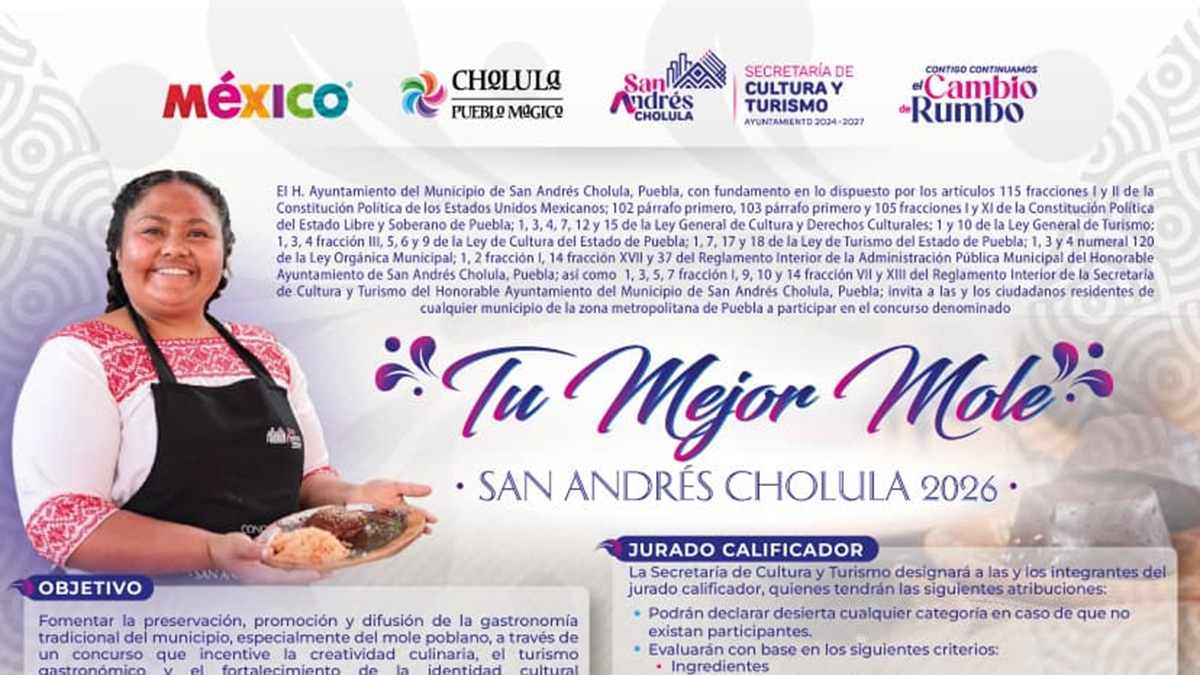 Tradición, sabor y premios: Ayuntamiento de San Andrés Cholula invita a participar en el concurso “Tu Mejor Mole"