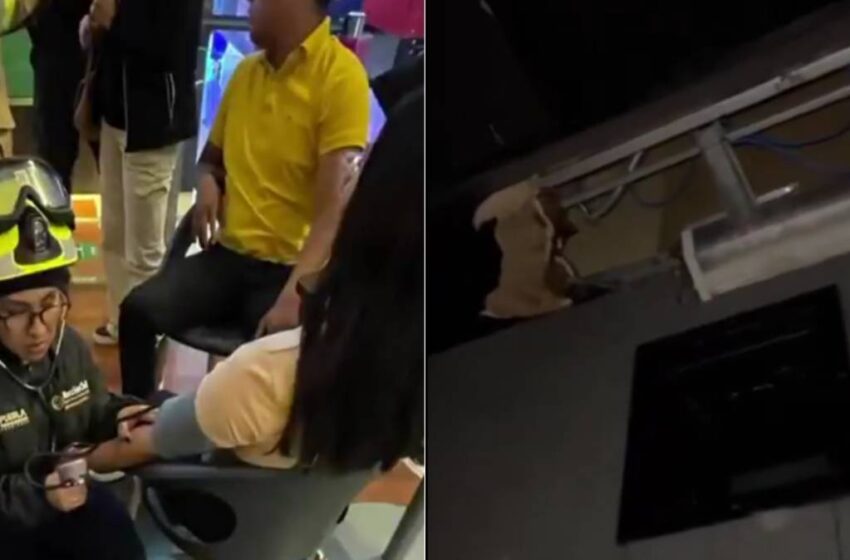  Reportan caída de plafón en Cinépolis Angelópolis Puebla durante una función; una mujer embarazada resultó lesionada