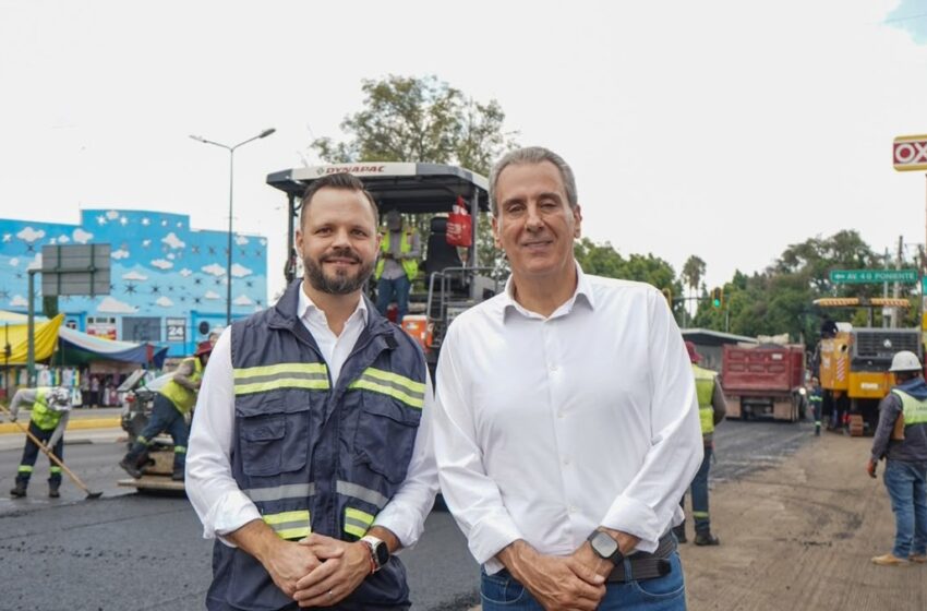  Supervisa Pepe Chedraui trabajos del Tren Capitalino de Pavimentación en bulevar Héroes del 5 de Mayo