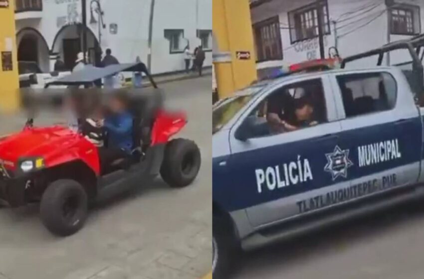  Policías de Tlatlauquitepec son señalados por cuidar a los hijos del alcalde mientras juegan en el centro
