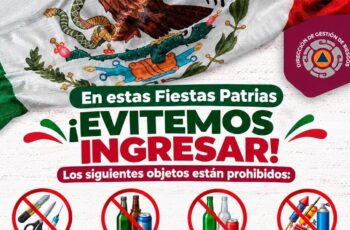 Informa gobierno de Pepe Chedraui sobre objetos restringidos para el Grito de Independencia en el Zócalo