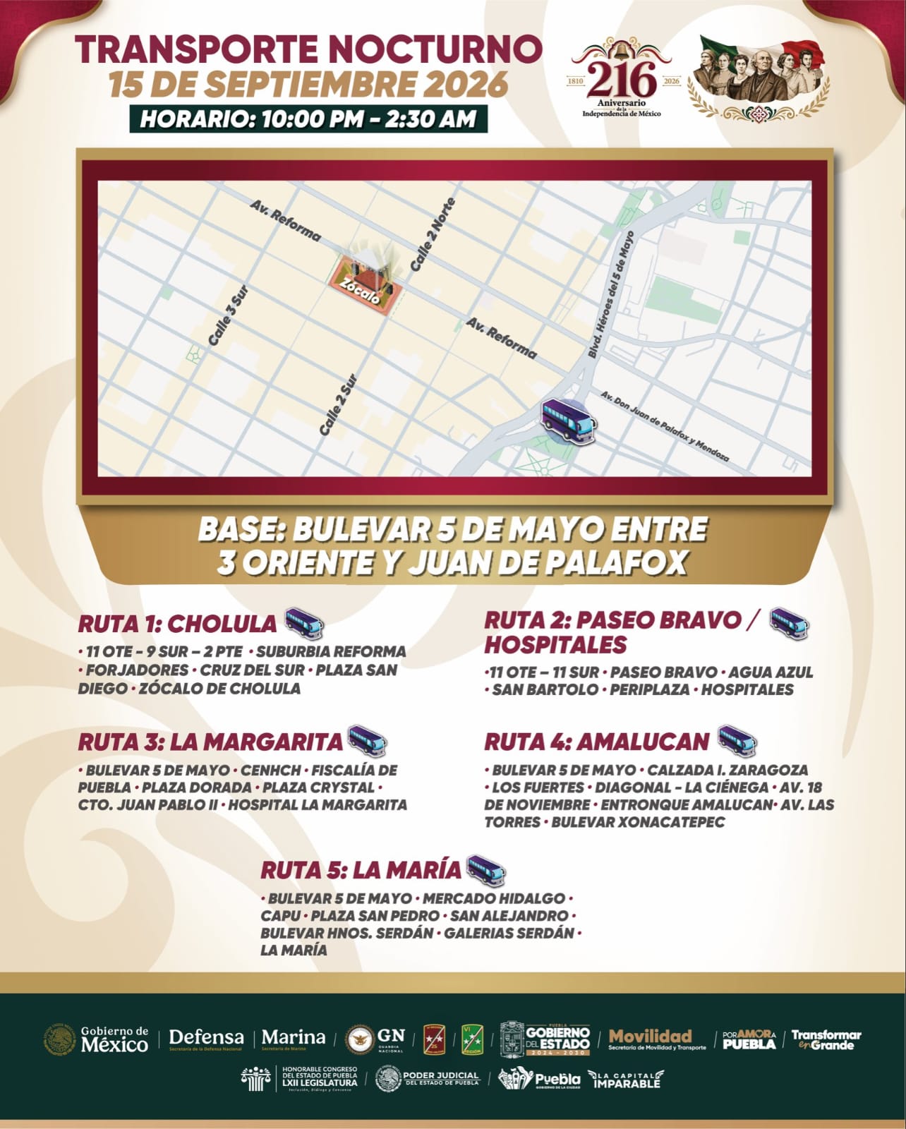 ¿Vas al Grito en Puebla? Estas son las rutas para regresar a casa