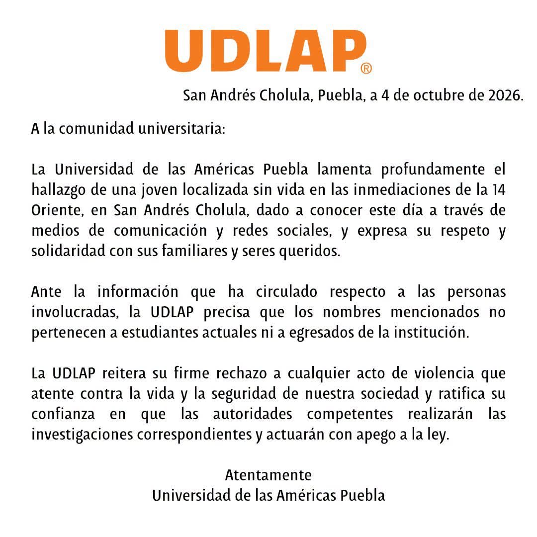 Feministas exigen a la UDLAP reconocer a María Fernanda Orozco como alumna