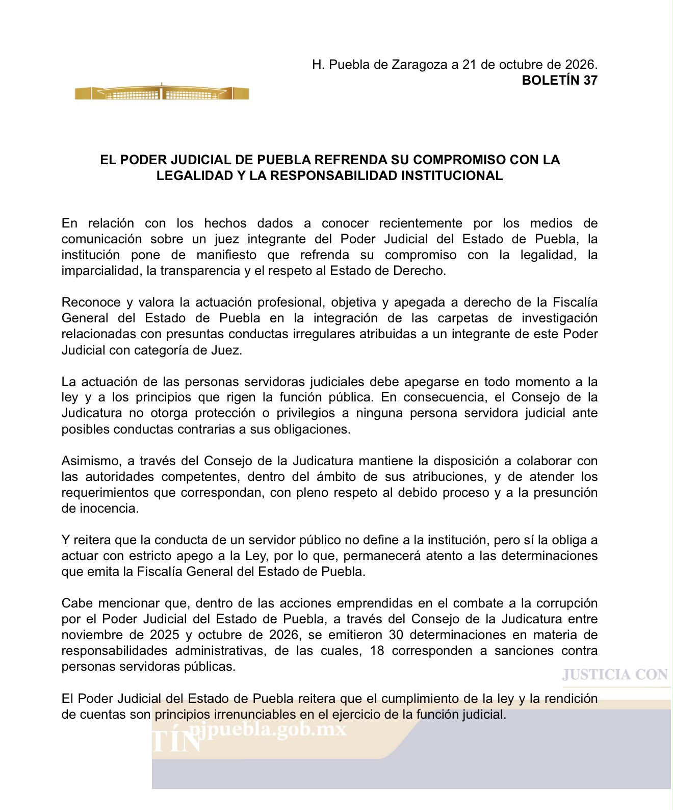 Poder Judicial de Puebla se deslinda de Romero Razo investigado y descarta privilegios
