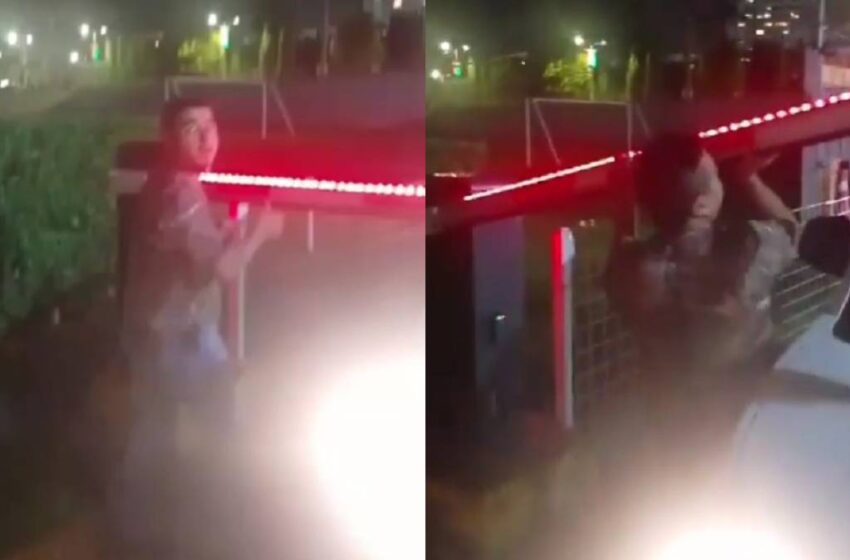  Sujeto insulta a guardias y destruye pluma de fraccionamiento en San Andrés Cholula